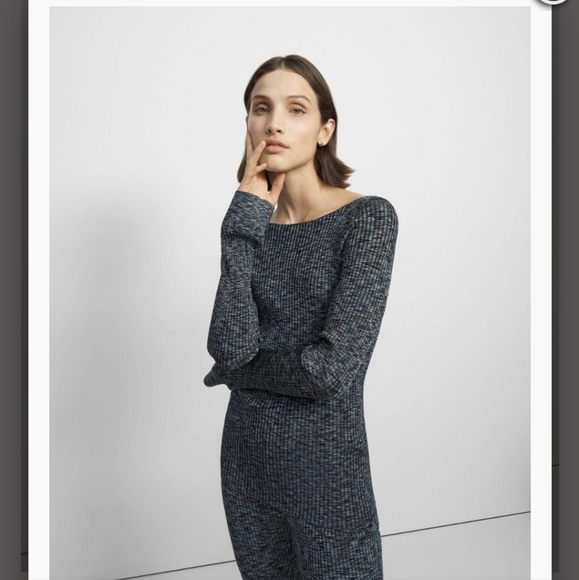 Theory space dye boatneck sweater - size small to medium - black/blue/multicolor - Picture 11 of 11